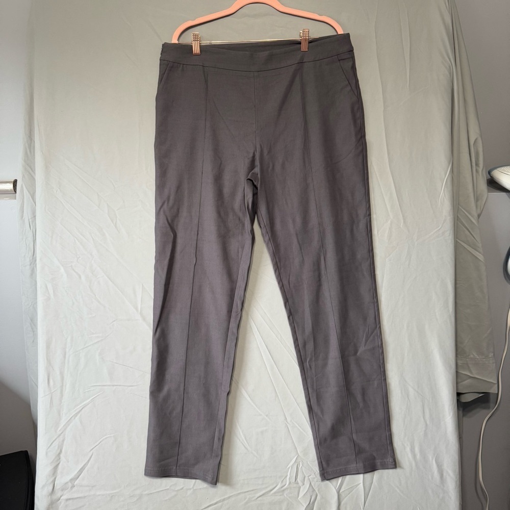 Famulily Womens Gray Straight-Leg Dress Pants Business Size XXL Office Business
